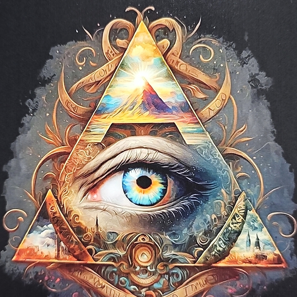 4x6 All Seeing Eye Pyramid Fantasy Illuminati Watercolor‎ Oil Painting Print - Picture 2 of 4